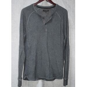 Banana Republic Textured Long Sleeve Henley Gray 100% Cotton Size L